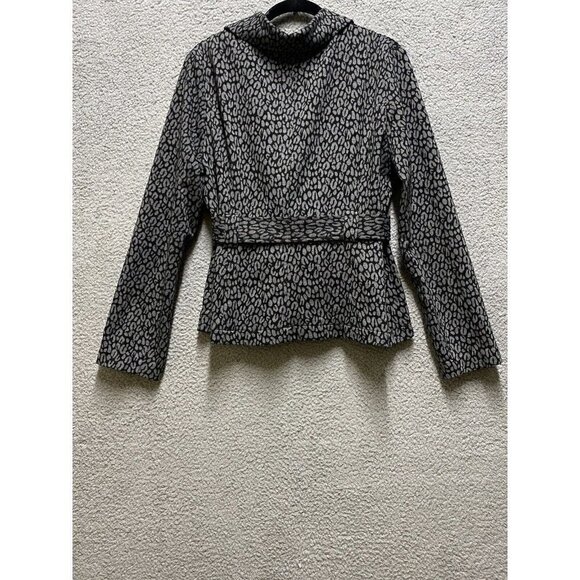 Women’s  MARISA CHRISTINA Animal Print Jacket Blazer Coat Large Black Gray - Picture 2 of 8